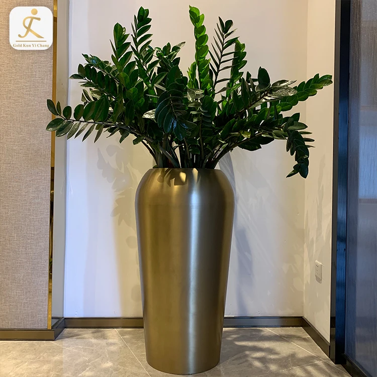 hotel decorate flower glass tall floor stainless steel vase modern big metal home floor tall stainless steel flower vases