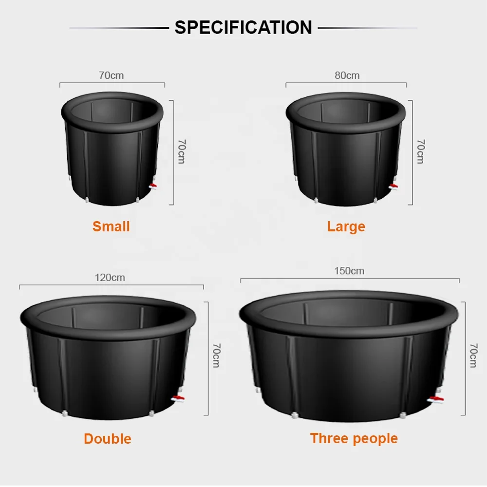 Free Standing Adults Bathtubs Inflattable Ice Tub Bath Barrel Black