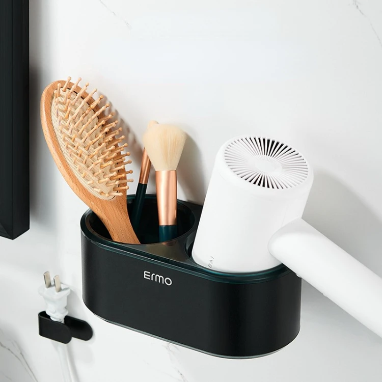 Ermo bathroom black space aluminum hair dryer rack wall mounted hair dryer rack