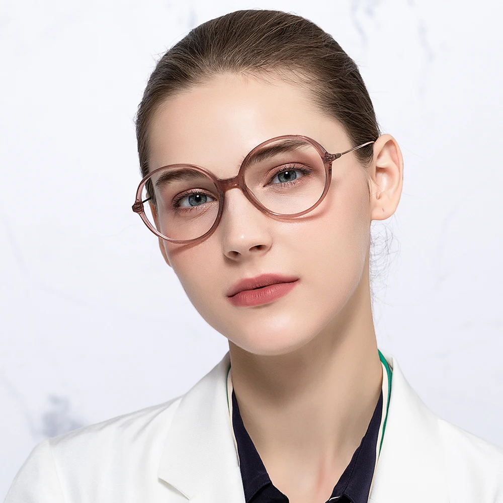 Classic Custom Ladies Optical Eyeglasses For Women Eyewear Acetate Round Slim Frame Optical Glasses Spectacles