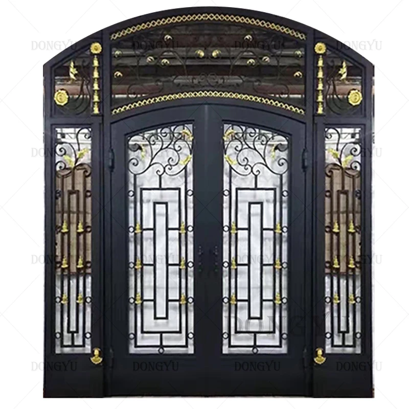 Sicily Hot Sale Villa Luxury Customized Exterior Garden Security Grill Design Cast Wrought Iron Gate Driveway Entrance Main Door