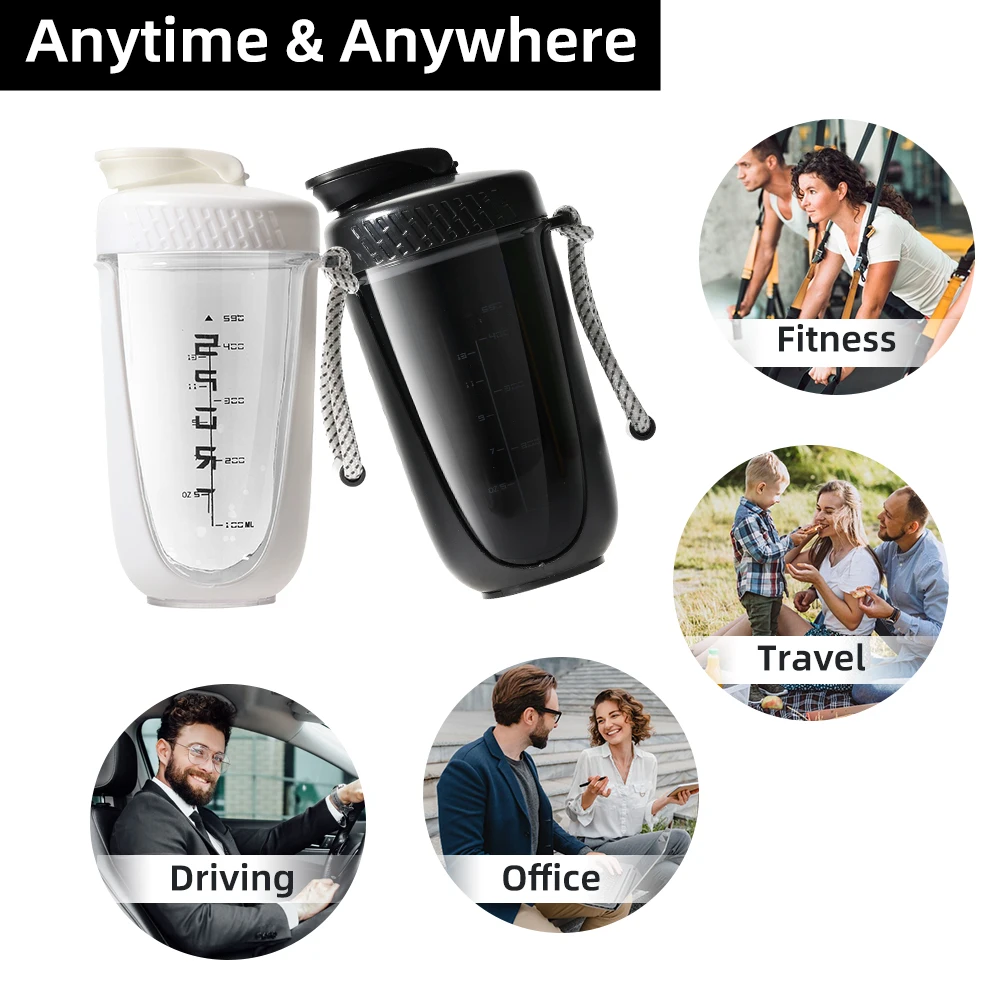 Custom Logo Sport Fitness GYM BPA Free 600ml Plastic Protein Shaker Bottle with Metal Mixer Ball Water bottle with Handle