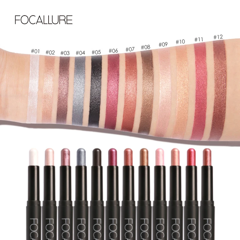 12 Colors Eyeshadow Sticker Cosmetics Shadows Pencil Eyeliner Highlighter Shimmer Pigment Professional Female Makeup