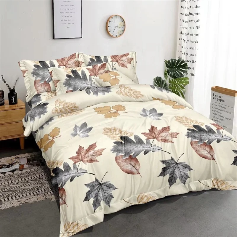 Wedding Floral Duvet Cover Set Queen Soft Printed Microfiber Comforter Cover Zipper Closure Corner Ties