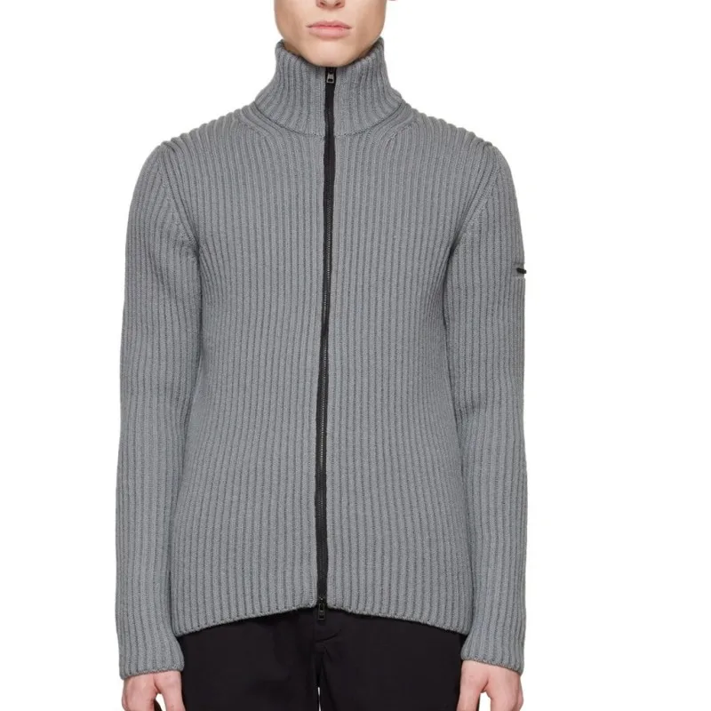 Winter Customized Male Knitted Uniform Jumper Merino Wool Zipper Cardigan Men Sweaters knitted cardigan