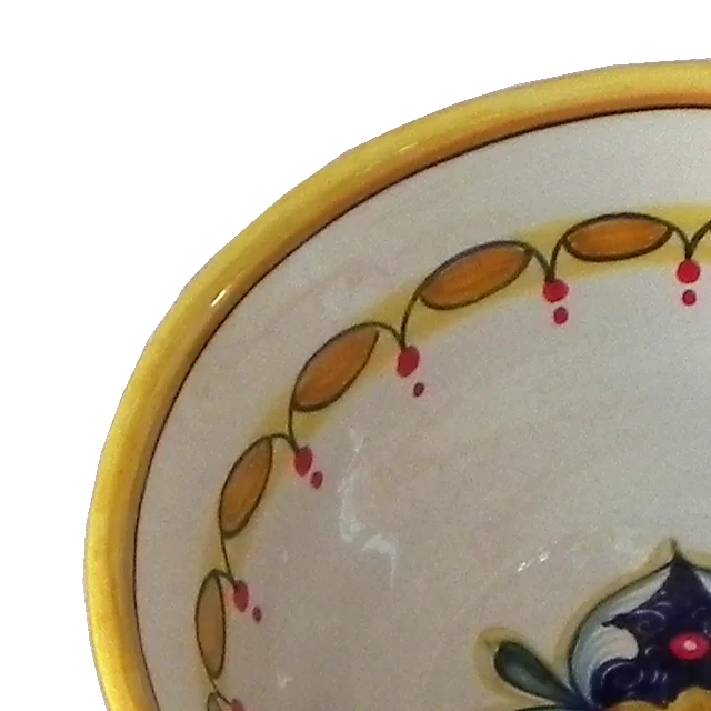 20CM / 7.8IN CERAMIC ROUND BOWL WITH RENAISSANCE DESIGN HANDMADE IN ITALY BOLO CON DISEGNO RINASCIMENTO 20CM HANDMADE IN ITALY