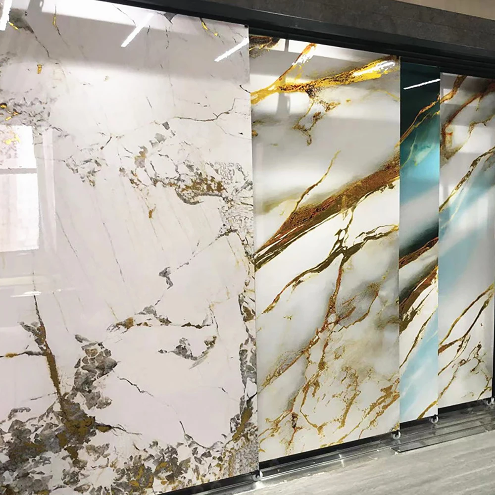 Flexible SPC Stone Plastic Composite Marble Alternative Laminate Wall Panel & Board UV Coating Imitation PVC Marble Sheet