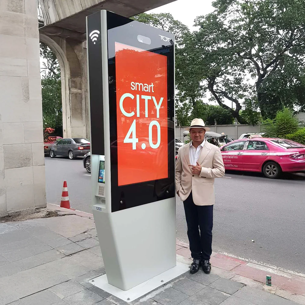 MWE 43 49 55 65 75 86Inch Vertical Outdoor Lcd Touch Screen Totem Kiosk Advertising Display Digital Signage With OMC CMS System