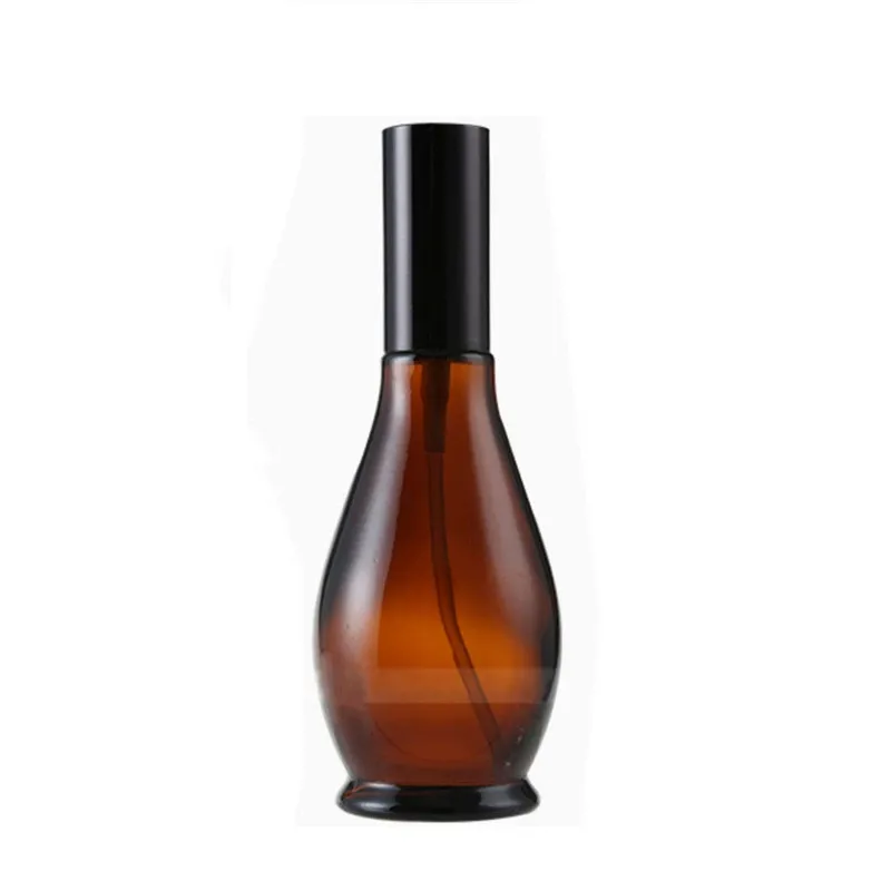 new Glass 10ml 20ml 30ml 50ml 100ml single gourd shape amber glass essential oil bottle with pump and spray