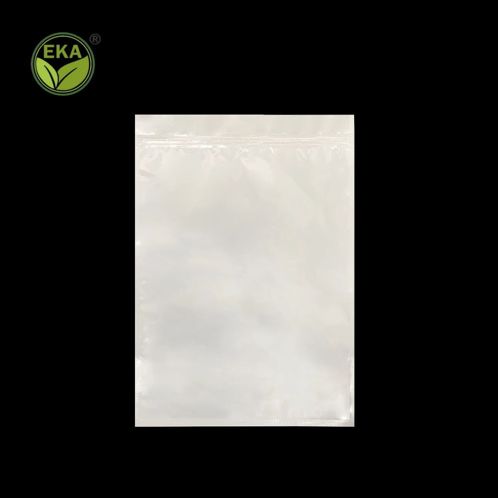 Eco Biodegradable Disposable Grip Seal T-Shirt Sleeve Skirt Underwear Clear Clothing Packaging White Kraft Paper Plastic Bag
