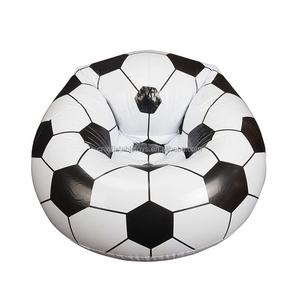 Factory Custom PVC Inflatable Single Soccer Sofa Lazy Recliner For Adult Male Female Living Room Bedroom Party Travel