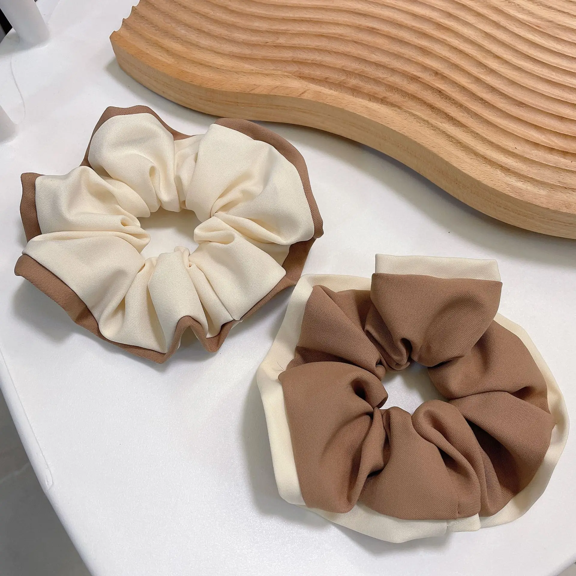 Korean style coffee color edging large intestine ring hair hoop cute girl pony tail holder scrunchies accessories