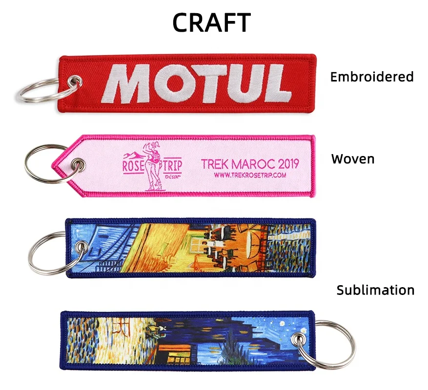 Customised Logo Flight Keychain Key Fob Wholesale Remove Flight Before Flight Woven Logo Custom Anime Jet Tag