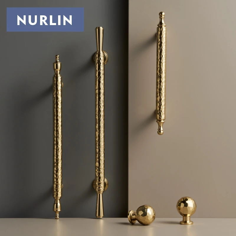 Nurlin, цельные латунные ручные ручки для мебели