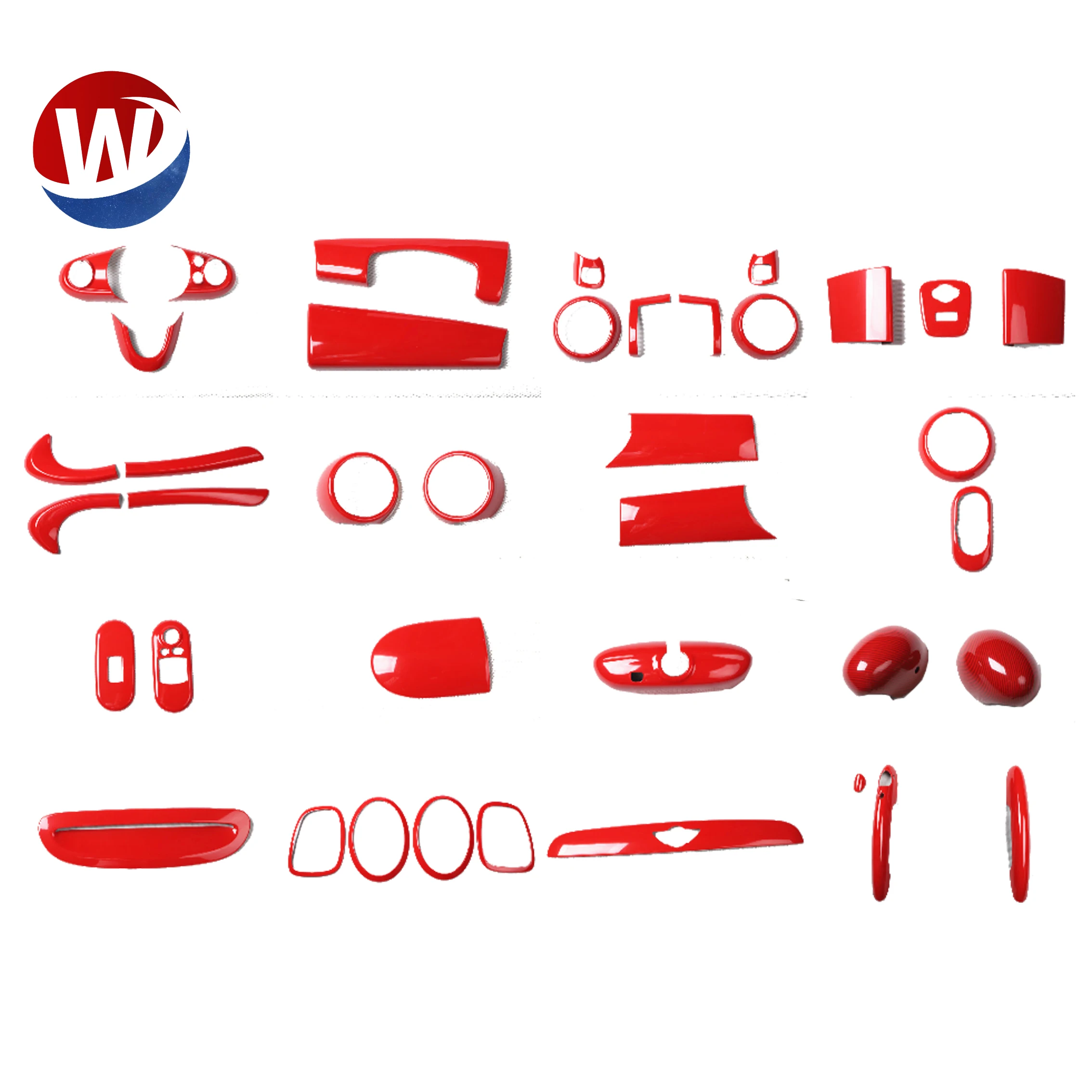 Внутренняя отделка автомобиля, внешняя отделка, полный комплект 38 штук для BMW mini отверстия F56, чехол для дверного зеркала, чехол для дверной ручки из поликарбоната