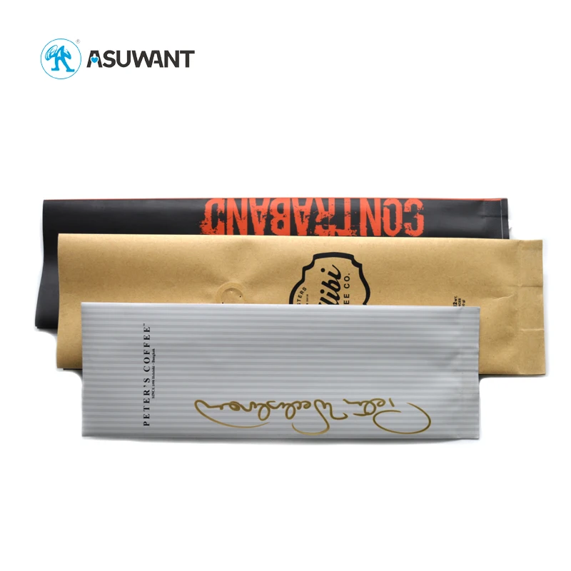 Custom printing flat bottom plastic aluminum foil coffee packaging bag with value