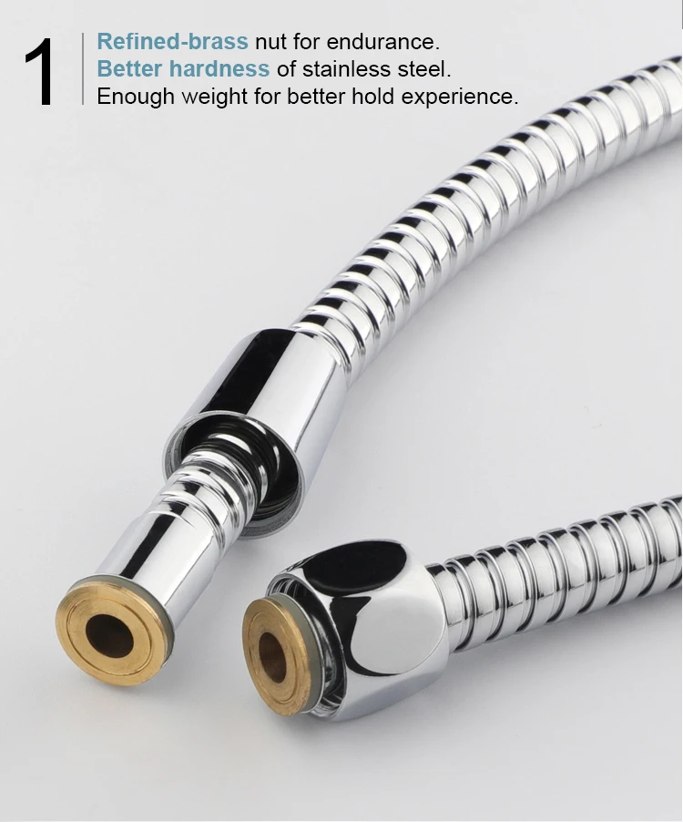Extra Long Chrome Handheld Shower Head Hose with Brass Insert and Nut Lightweight and Flexible Wholesale Shower Hose