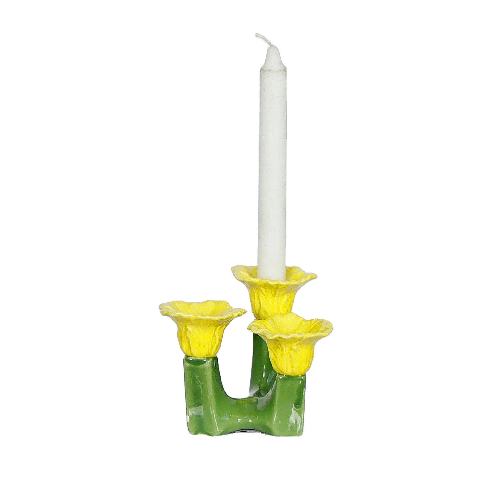 New Arrivals Ceramic Tulip Flower Design Candlestick Holder For Home Table Decor Gifts