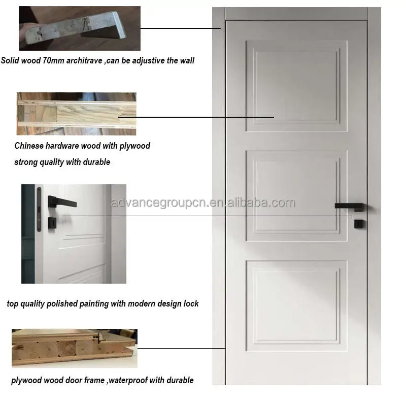 New Technology Good Price Composite Doors Designs Interior Room Prehung Waterproof MDF Wood Door