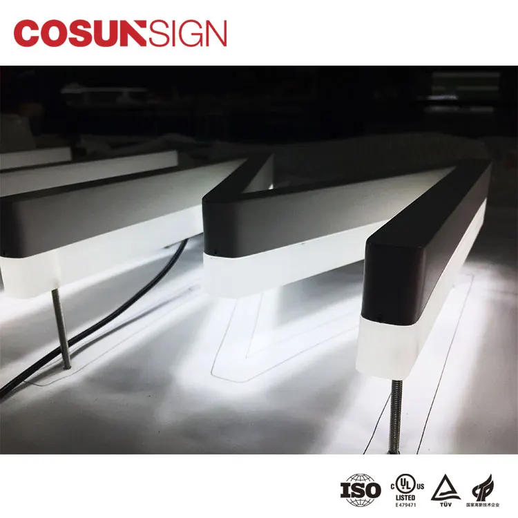 Cosun 3D Acrylic Led Backlit Embossed Personalized Aluminum Logo Signage