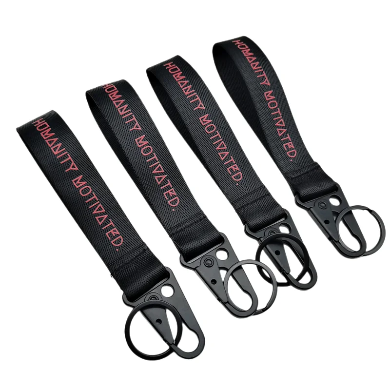 Hot sale Carabiner Keychain Custom Nylon Lanyard Wrist Keychain Short Car Keychain Lanyard with Printed Logo