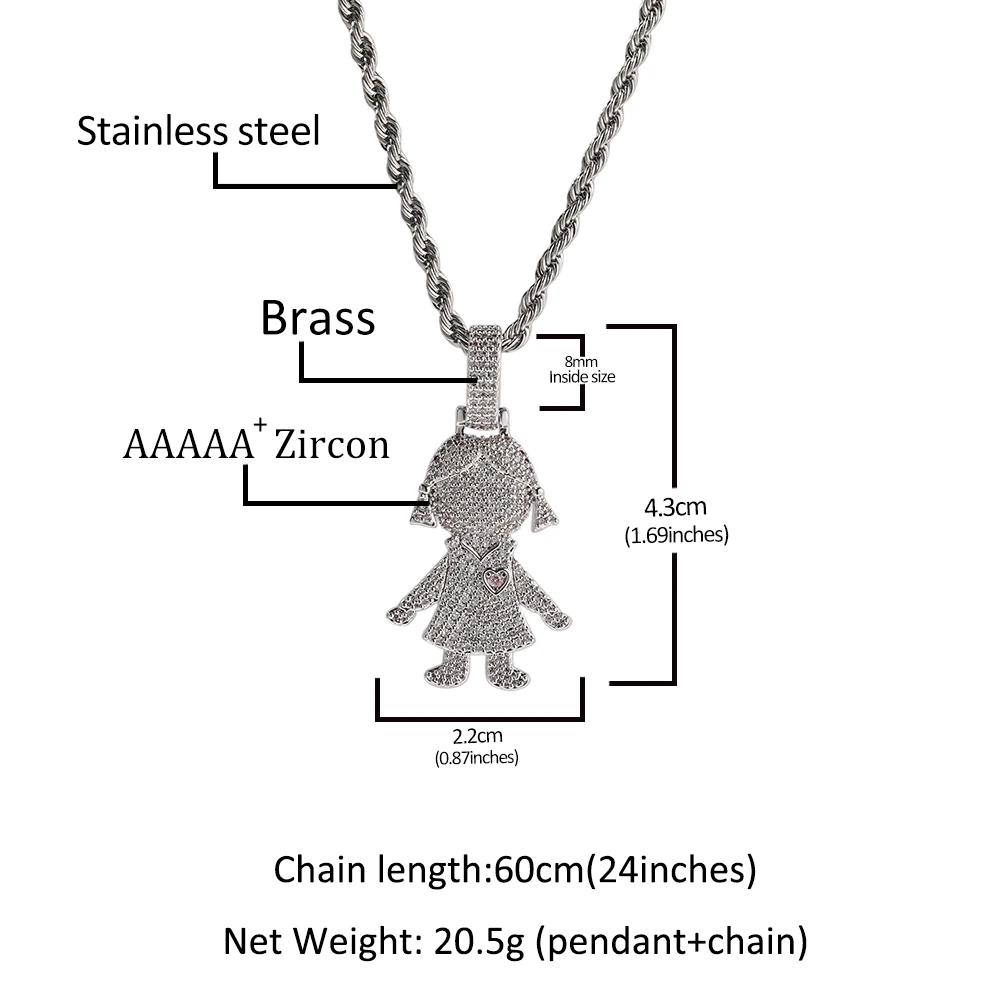 Fashion Jewelry Couple pendant Cute Boys Girls Necklace Full CZ 18K Gold Plated Necklace Gift Women Man