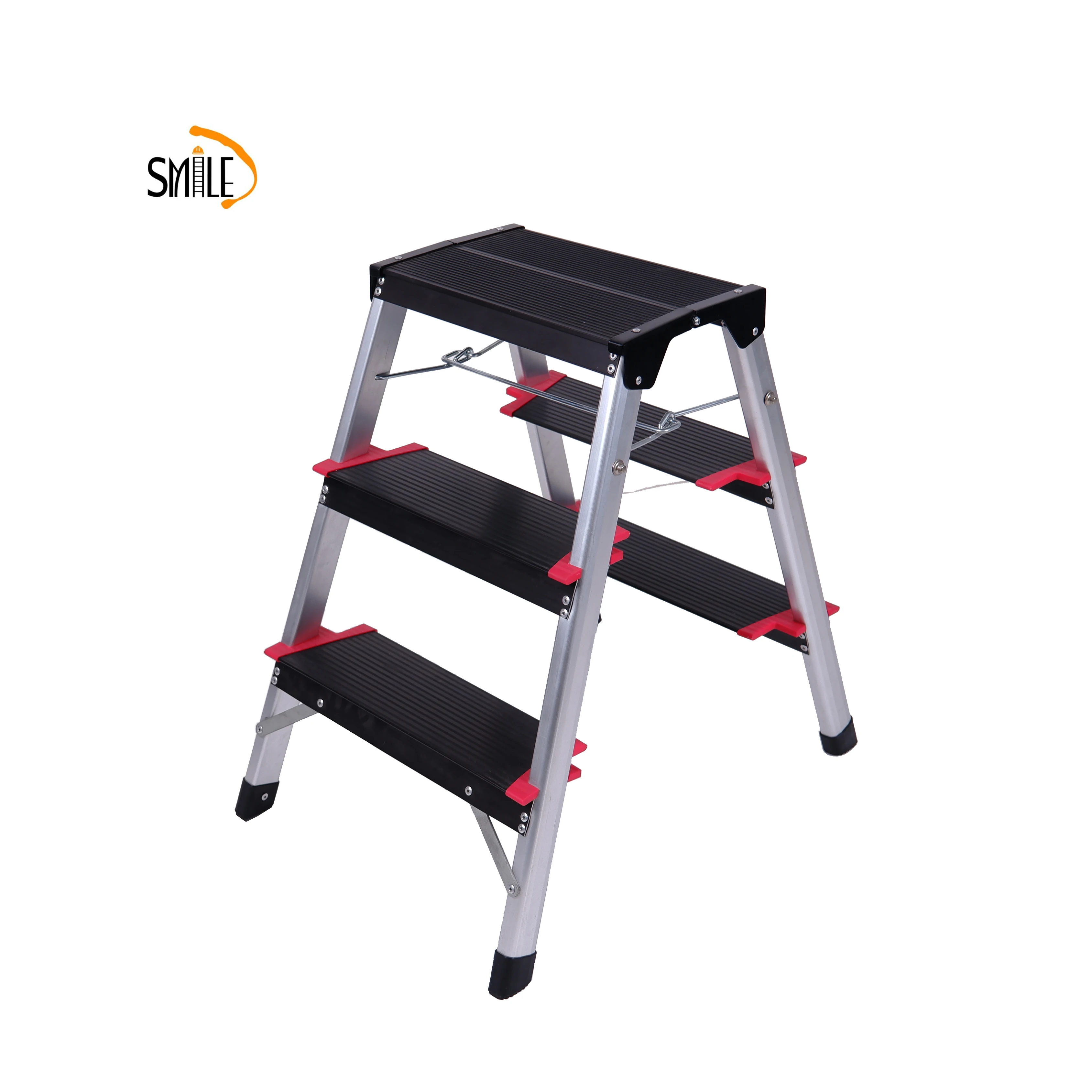 EN131 Industrial Design Style Lightweight High Safety 3-Step Folding Aluminum Ladder Stool Portable Household Tool TUV