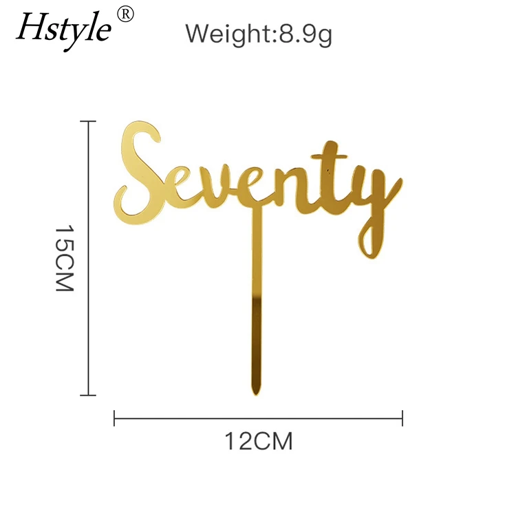 Gold Number Happy Birthday Cake Topper Acrylic Ten Forty Fifty Sixty Seventy Cupcake Topper Birthday Party Cake Decor PQA421