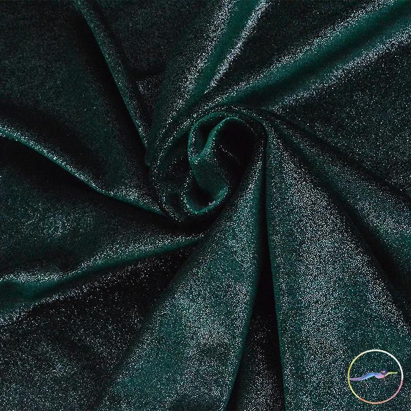 Korea Velvet Green Polyester Spandex Bronzing Fabric Magic Color Costume Material Stage Cosplay Dance Dress