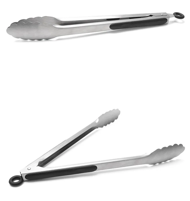 Factory Direct Promotion 12 Inch Food Grade BBQ Accessories Stainless Steel  Long Handle Barbecue Food Tong