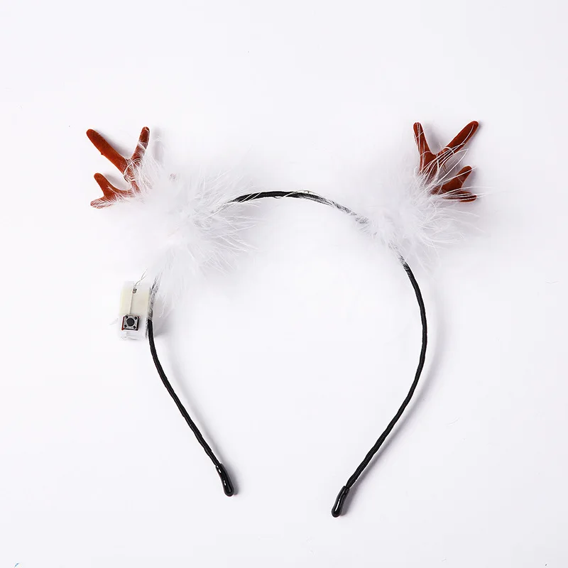 High-quality Christmas Hair Band Antlers Hairband Deer Ears Christmas Party Headdress Night Lamp Holder With Light