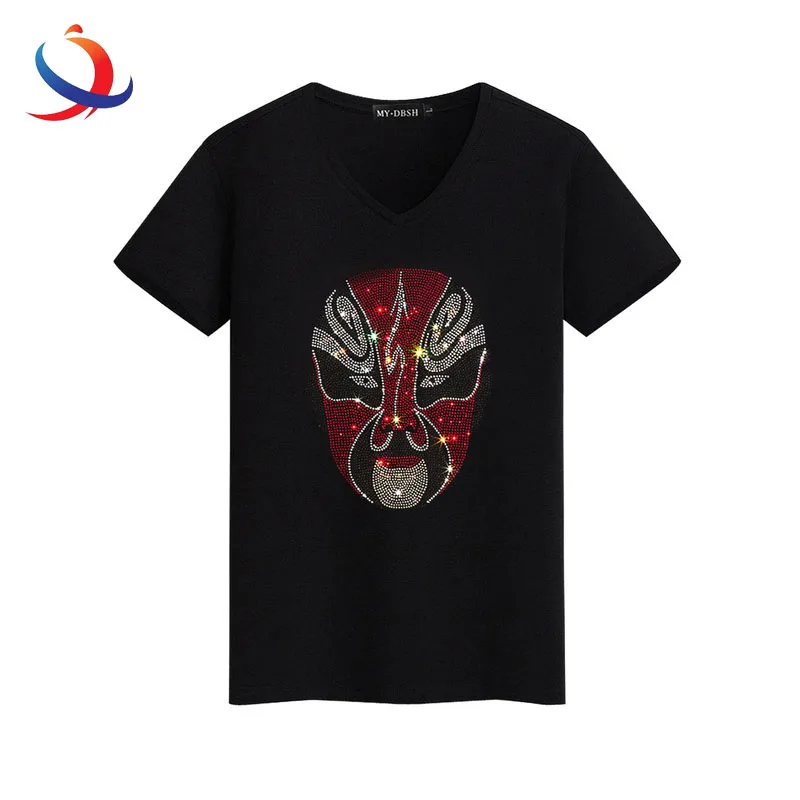 Модный дизайн, 100% хлопковая Футболка с вашим логотипом, профессиональные индивидуальные мужские футболки со стразами и принтом, большие размеры