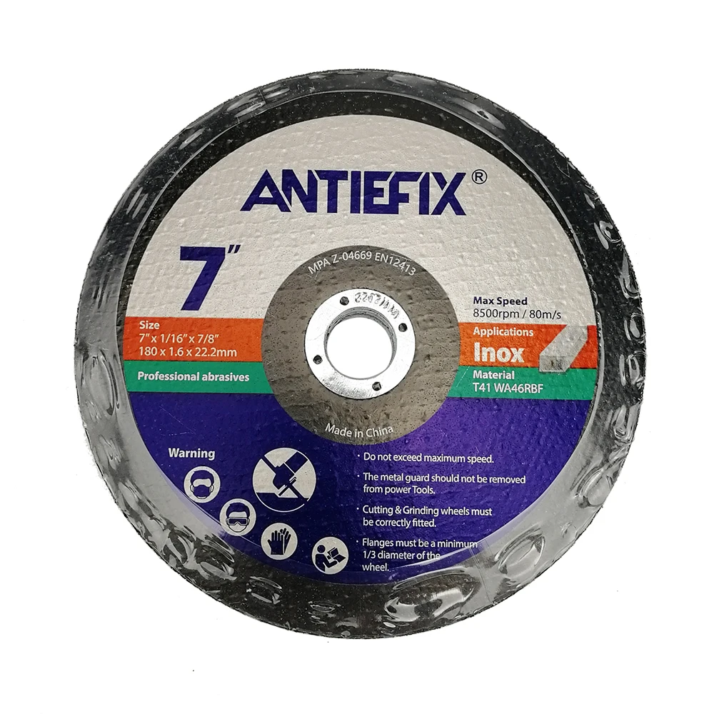 Antiefix Cutting  Wheels 8500RPM  7 Inches 180X1.6X22.2mm Inox Steel Cutting Disc