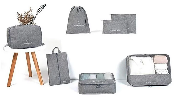 Eco friendly RPET smart packing cubes and bags 7pcs travel compression luggage cubes