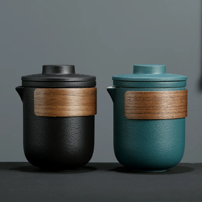 Mini Portable Travel Gongfu Kungfu Tea Pot Ceramic Tea Set with One Teapot and Four Cups for Home Office