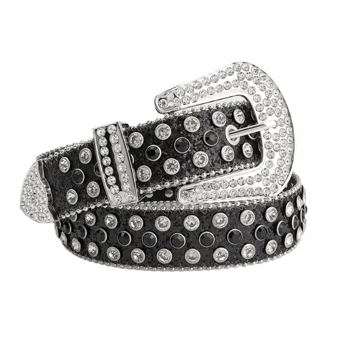 2024  Western Style Pearl Rhinestone  Crystal Belt Buckle Luxury Rhinestone Belts for Men and Women