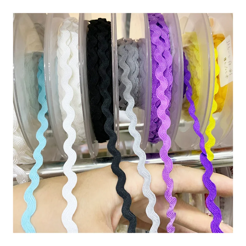 Hot sale Polyester Flat Cotton S shape ricrac trim ribbon Braided Piping Drawstring Cord for Garment