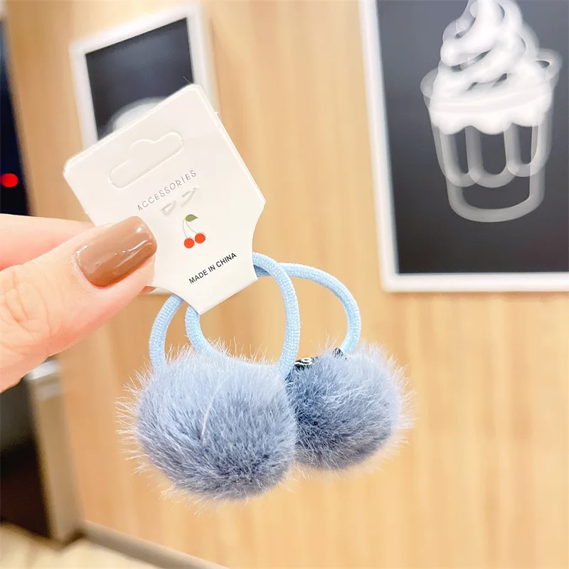 IFOND Colorful Pom Pom Balls Hair Ties Cute Elastic Rubber Bands Traceless Soft Hair Ring Hair Rope Accessories