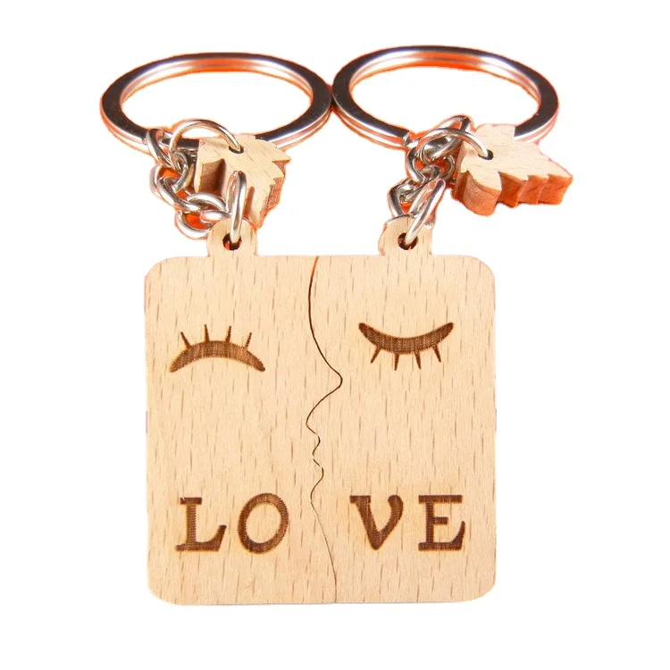 Cheap Wooden Key Chains Wood Blank Ring Chain Pendant Light Lamp Christmas Beads Keyrings Manufacturers Keychain For Engraving