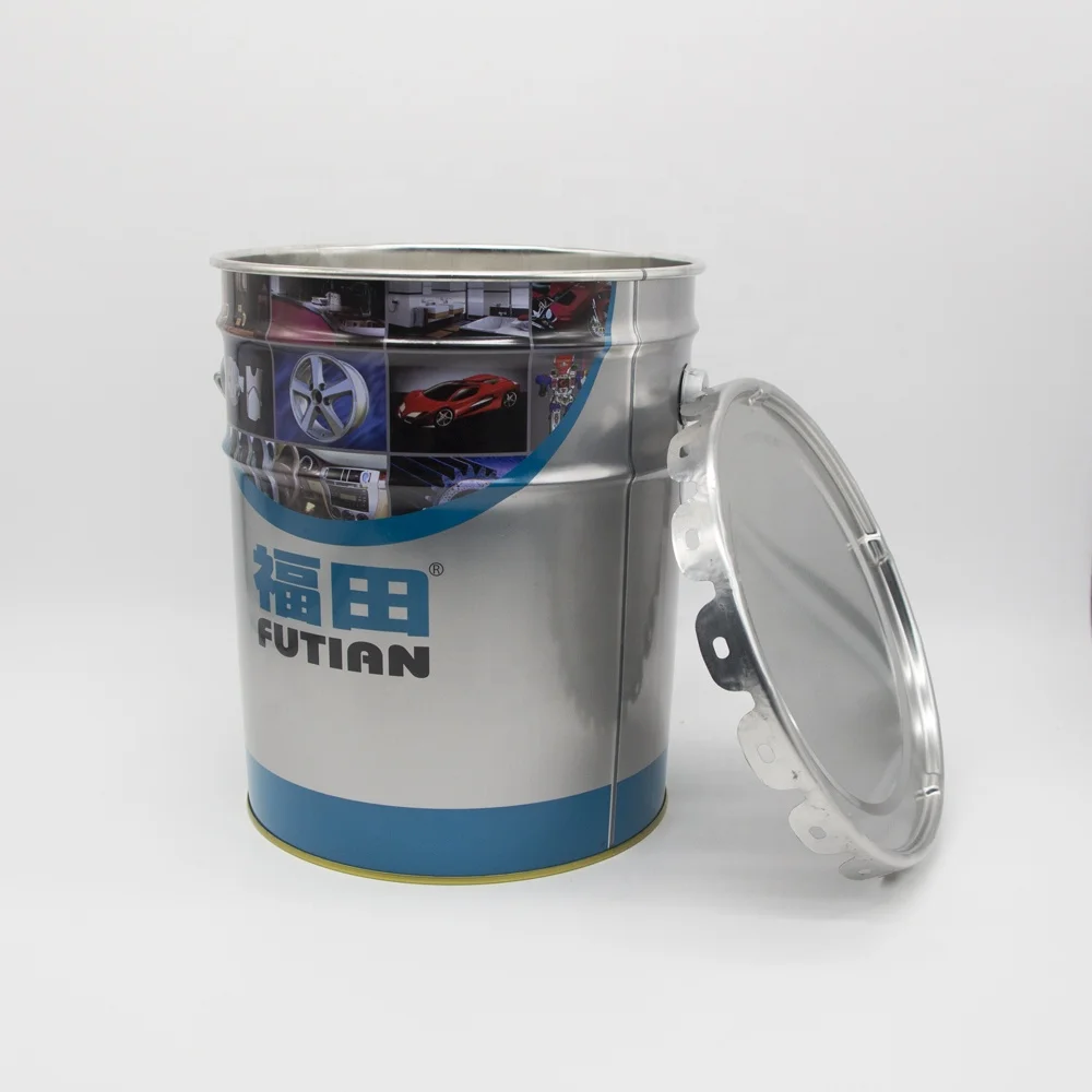 CMYK custom printing 10L 15L 18L 20L grease tinplate pail resin metal bucket with flower lid