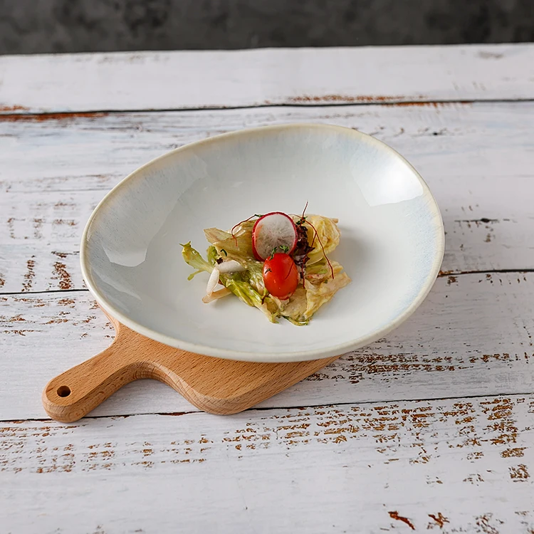 
2021 New Dish Flambed Glazed Purple dinner plates 10.5 Inch Irregular Plates Restaurant Ceramic Dinner Dishes 