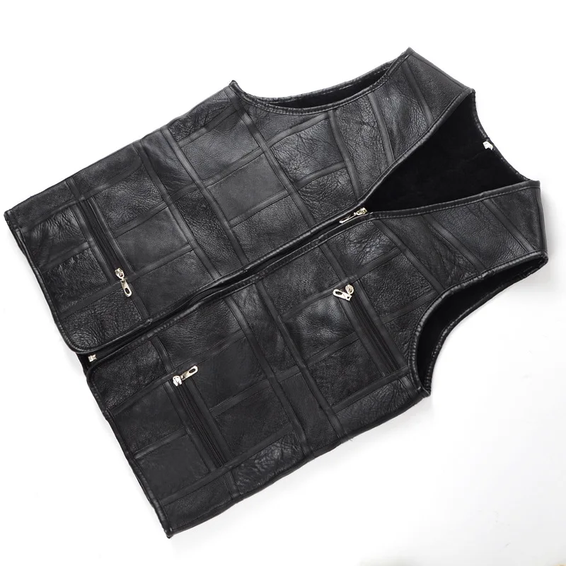 
New style men real sheep fur winter waistcoatwith double face sheepskin fur vest leather waistcoat Spring and Autumn for men 