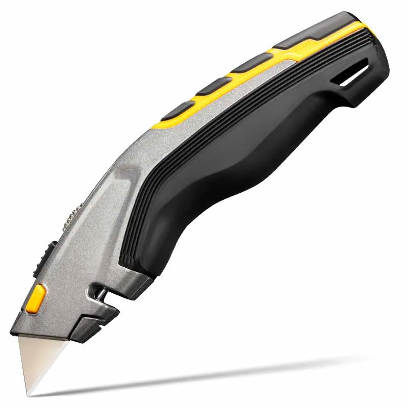 Fashion multi-functional utility knife three-stage retractable cutter head SK5 blade non-slip grip portable cutting knife