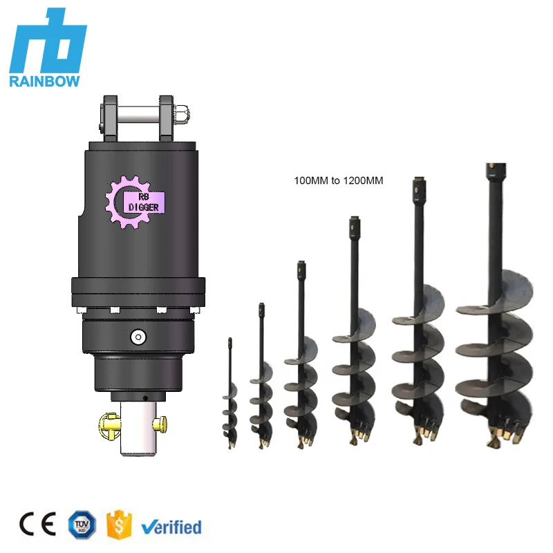 RB2000 Factory Manufacture Mini Excavator Auger Post Hole Digger Drilling Machine Hydraulic Earth Auger Drive Machine For Sale