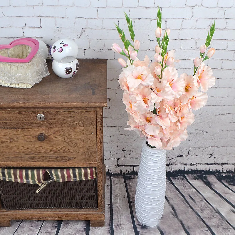 2023 New Realistic 1Pc Artificial Simulation Gladiolus Flower Stem Wedding Bouquet / Posy Table Arrangement Home Decor 8 Colors