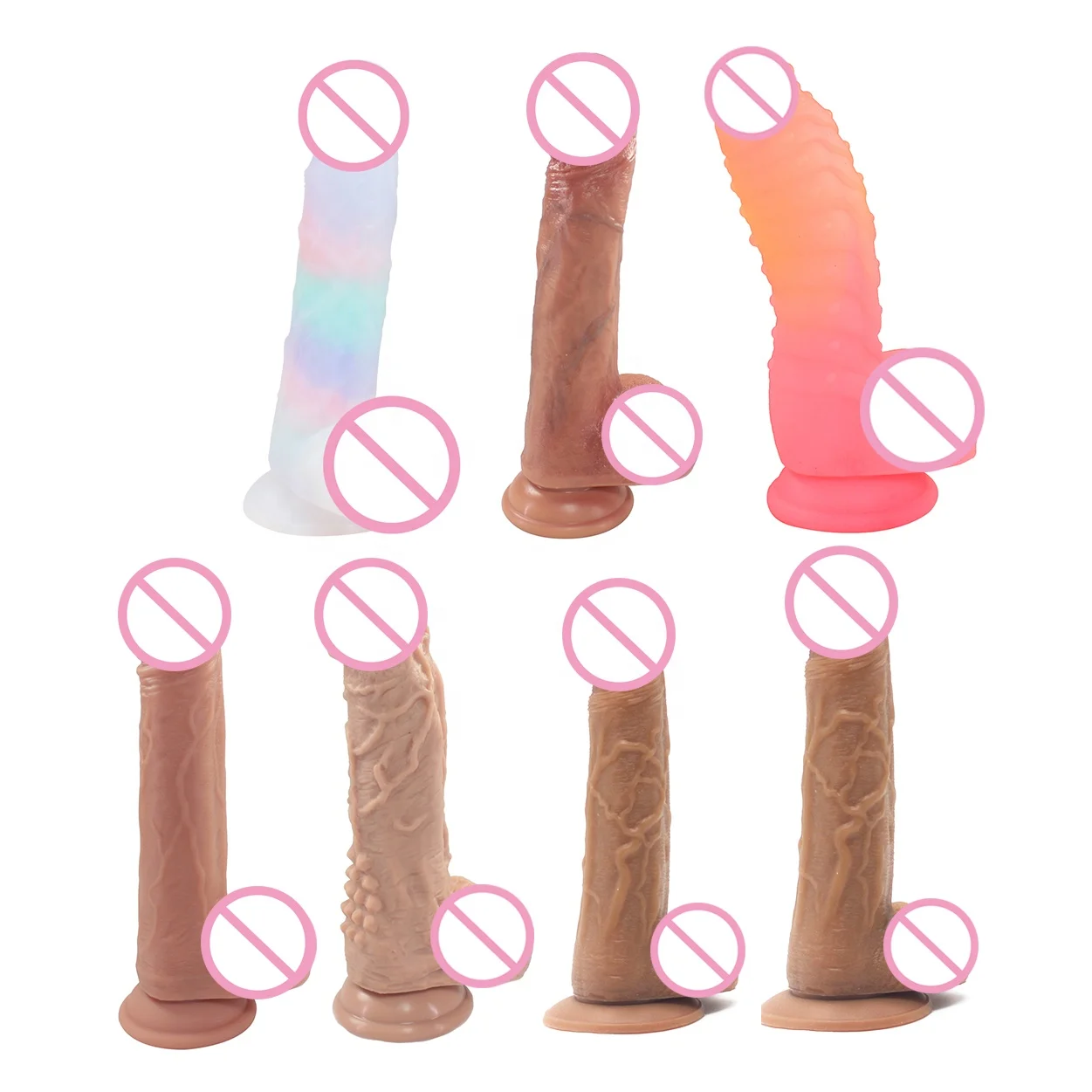 7 inch soft double layered medical silicone super realistic dildo for women small artificial penis