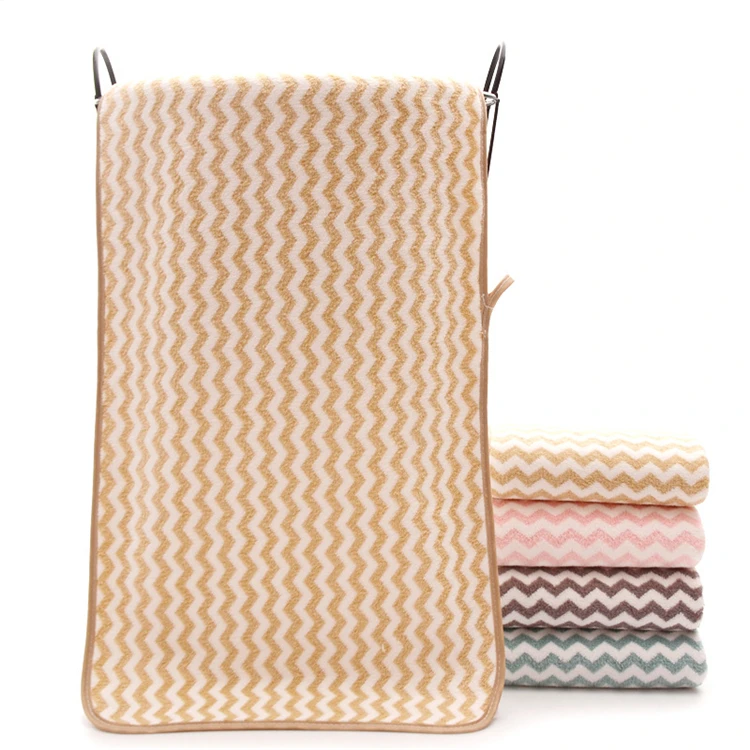 
Double Color Striped Soft Coral Fleece Towel Microfiber Face Towel 