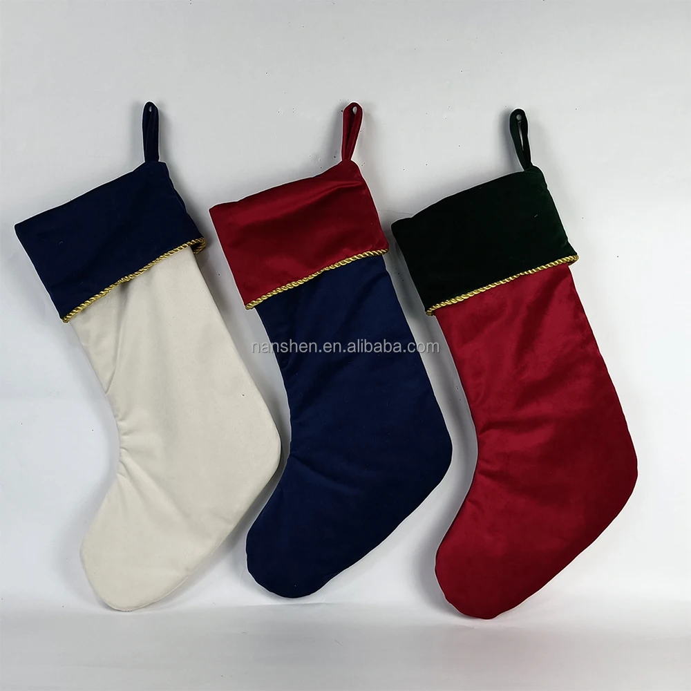Hot sale Cotton soft Christmas stocking Two-color socks for Home holiday decoration