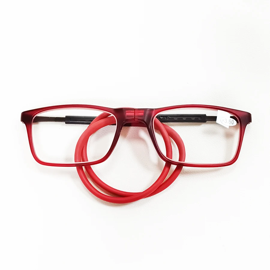 Portable magnetic reading glasses that can be hung around the neck with adjustable lanyard for men and women