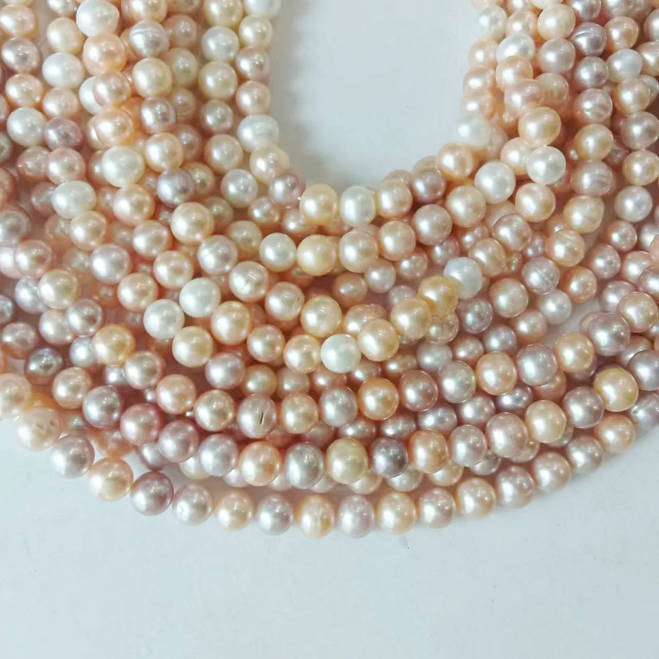 7.5-8.5 mm AA  grade good quality round shape nature freshwater pearl candy colourful in strand loose pearl wholesale price